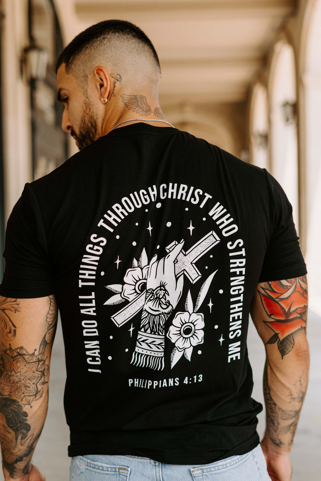 Philippians 4:13 T-Shirt (Black & White) B-Stock