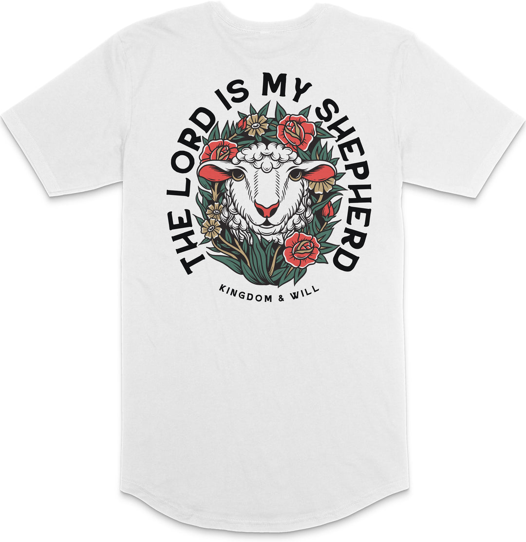 Psalm 23 Long Body T-Shirt (White)