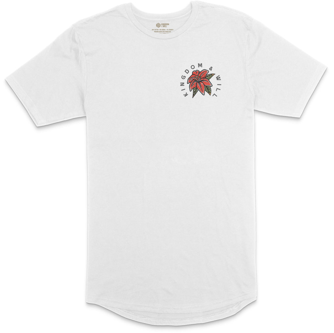 Ravens & Lilies Long Body T-Shirt (White)