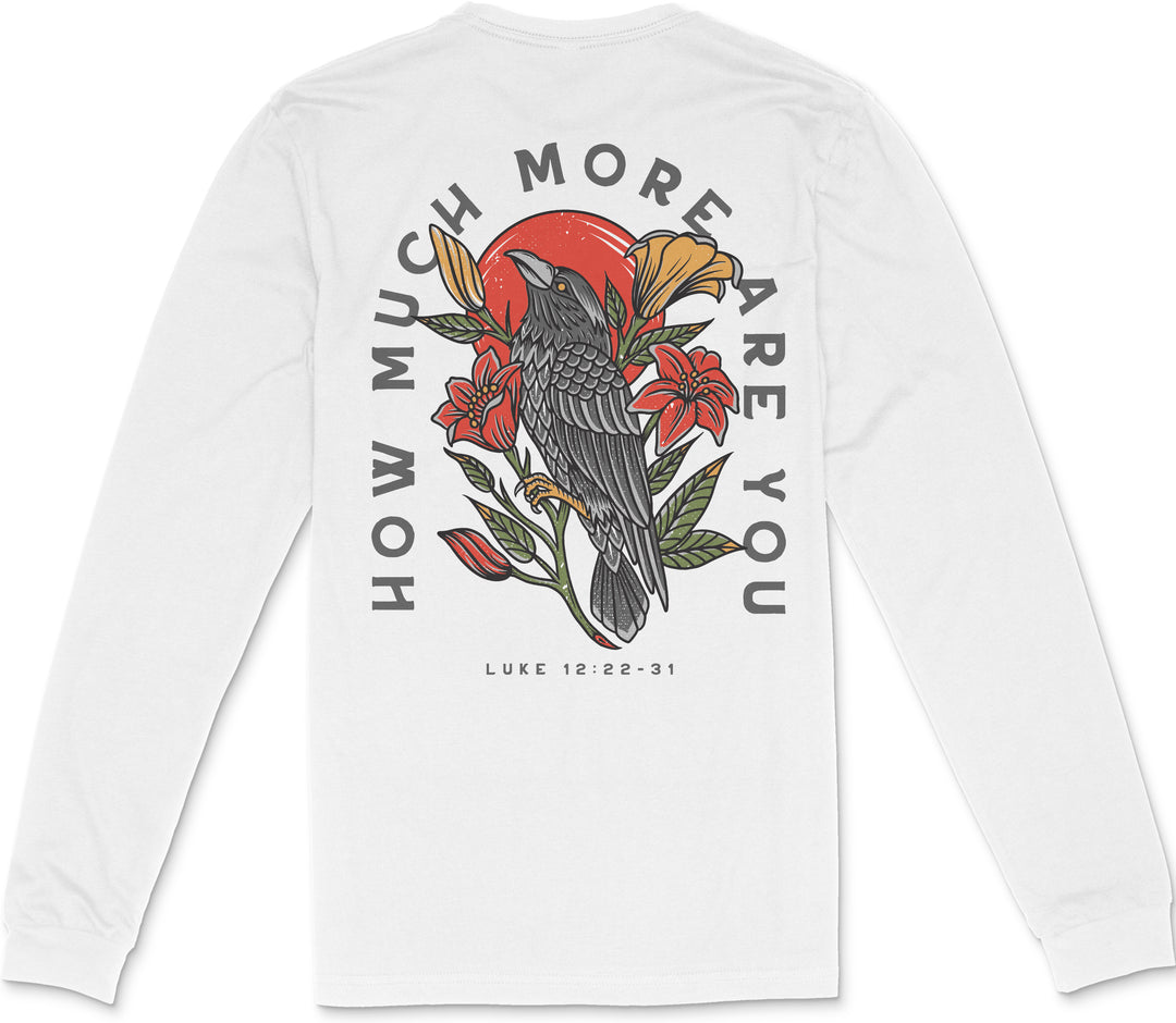 Ravens & Lilies Long Sleeve T-Shirt (White)