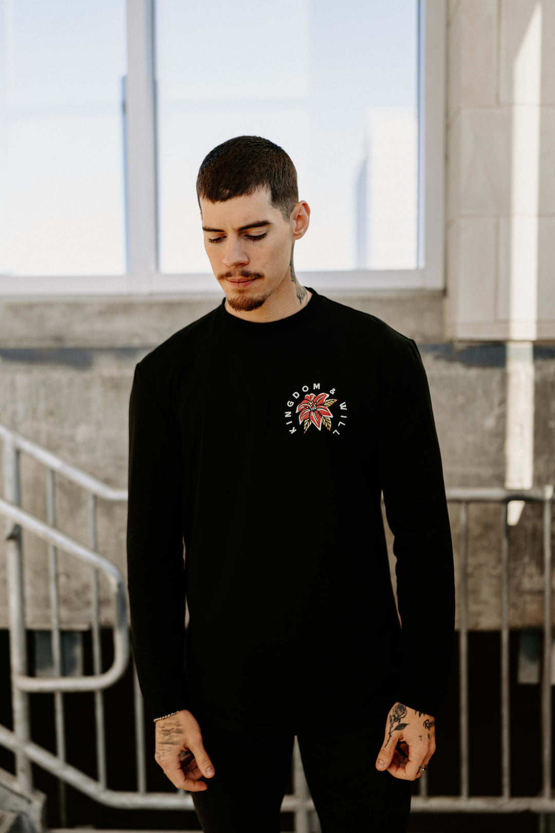 Ravens & Lilies Long Sleeve T-Shirt (Black)