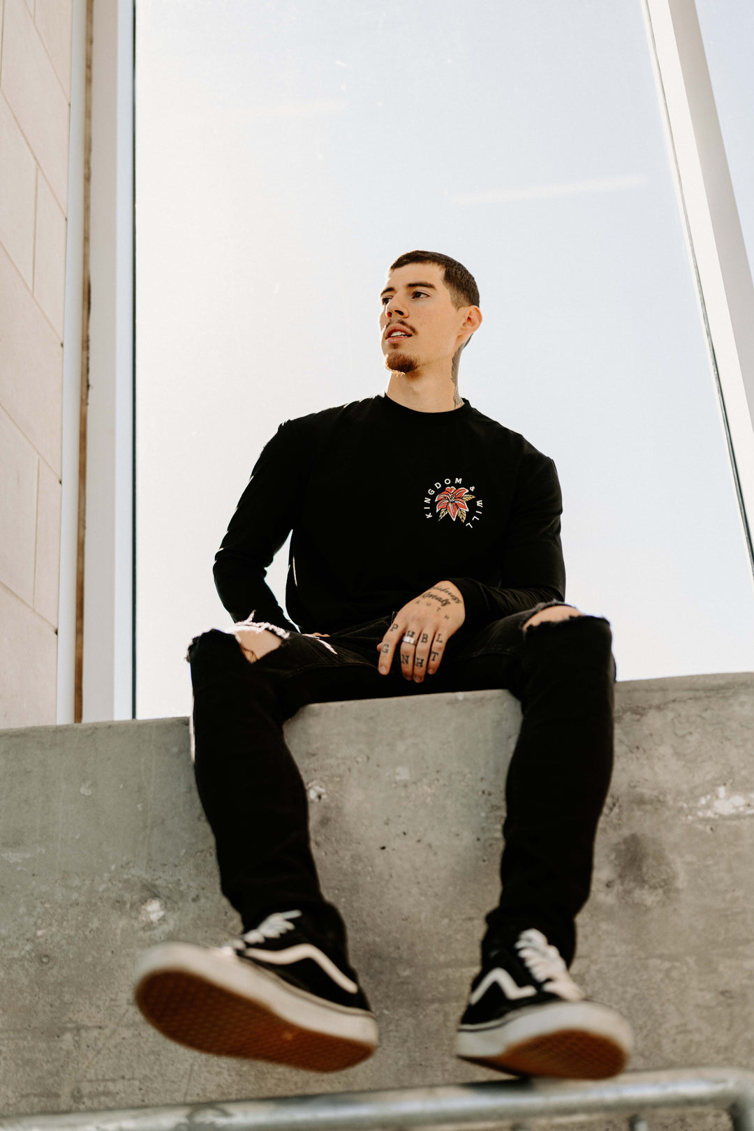 Ravens & Lilies Long Sleeve T-Shirt (Black)