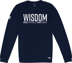 Wisdom Long Sleeve T-Shirt (Navy & White)