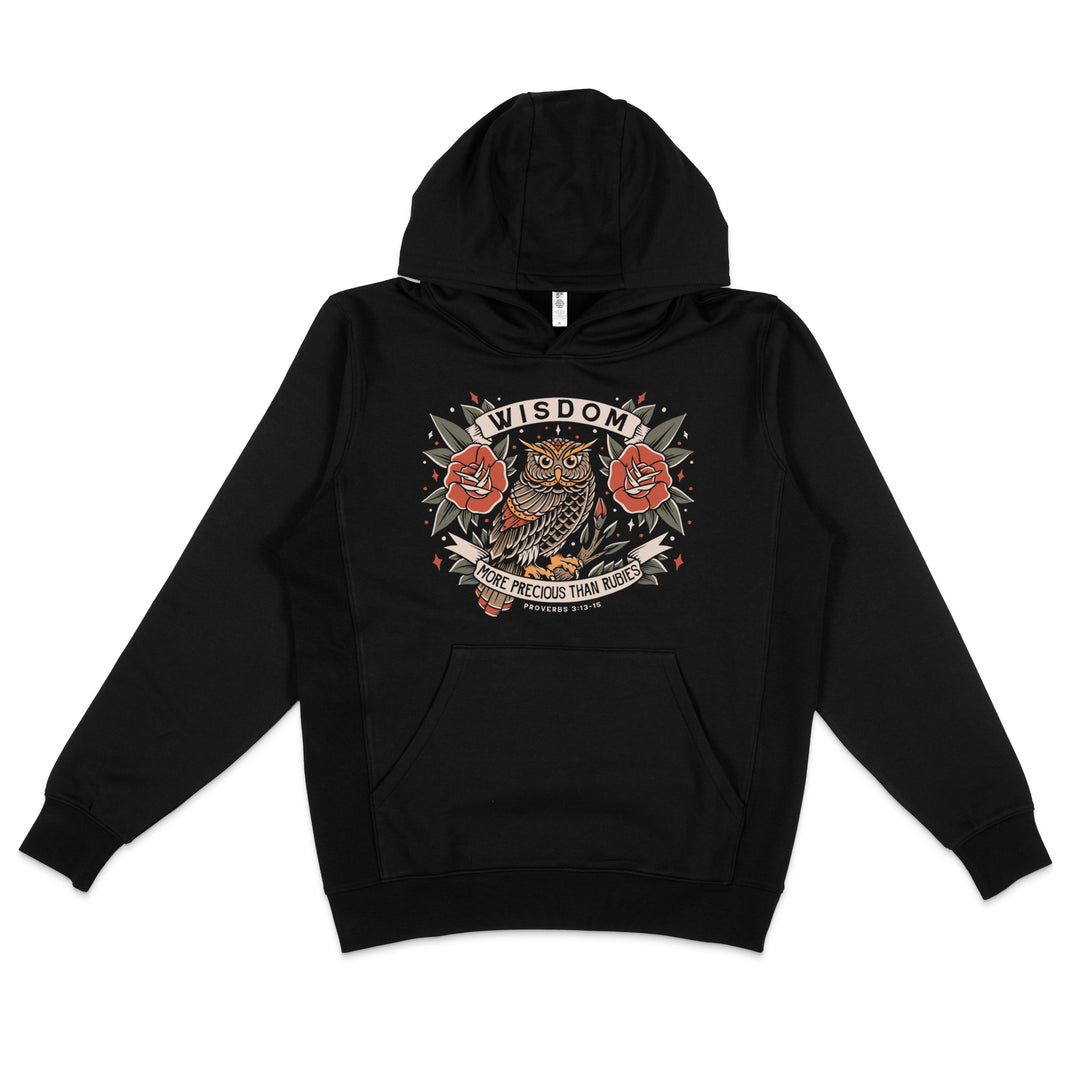Wisdom Owl Hoodie (Black)
