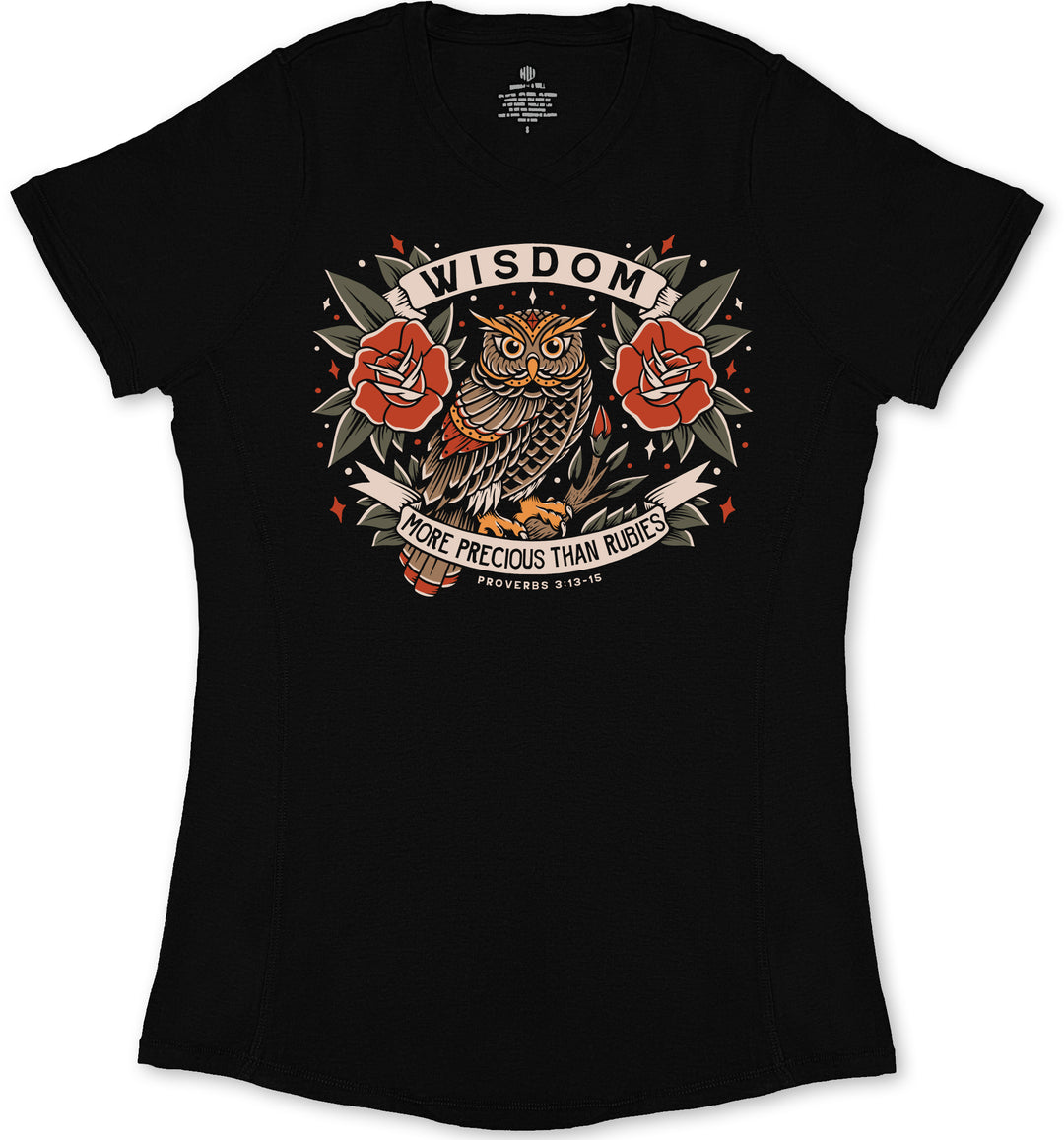 Wisdom Owl Ladies' T-Shirt (Black)