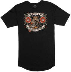 Wisdom Owl Long Body T-Shirt (Black)
