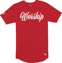 Worship Long Body T-Shirt (Red & White)