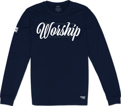Worship Long Sleeve T-Shirt (Navy & White)