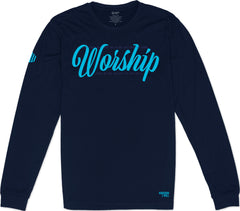 Worship Long Sleeve T-Shirt (Navy & Wildberry)