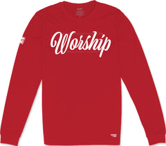 Worship Long Sleeve T-Shirt (Red & White)
