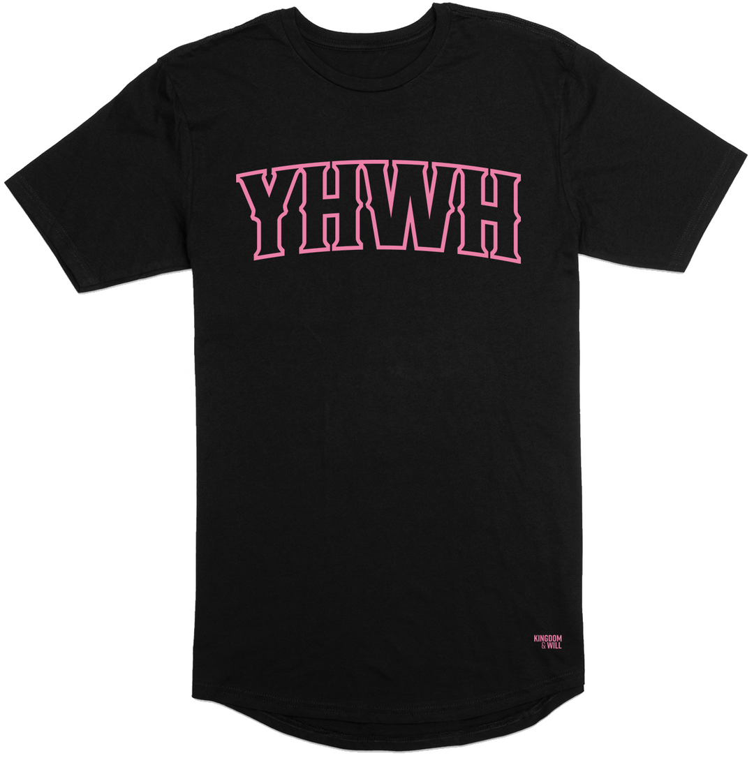 YHWH Long Body T-Shirt (Black & Flamingo) B-Stock