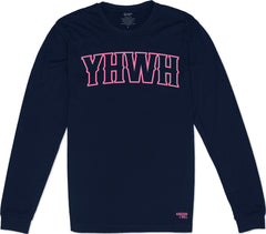 YHWH Long Sleeve T-Shirt (Navy & Flamingo)