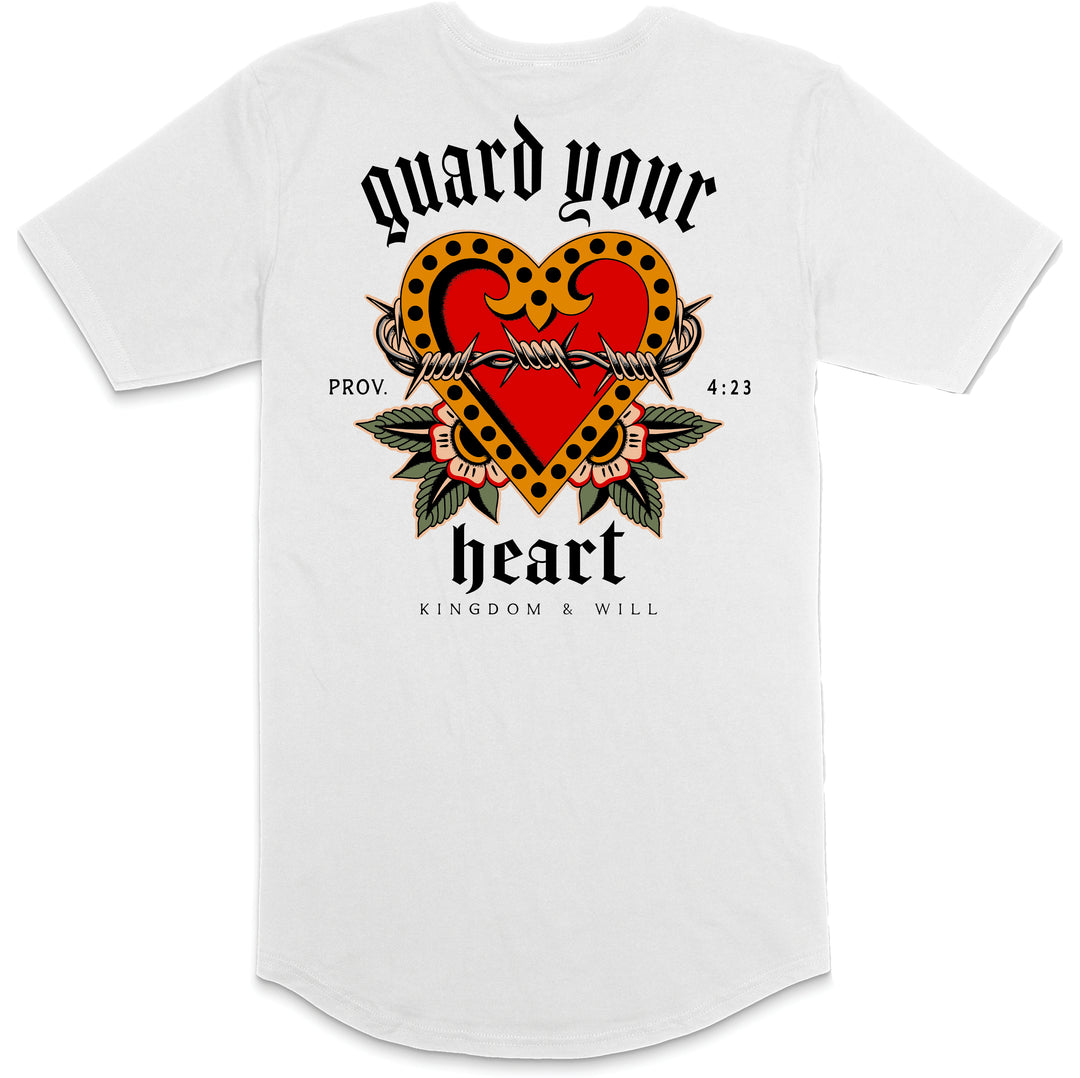 Guard Your Heart Long Body T-Shirt (White)