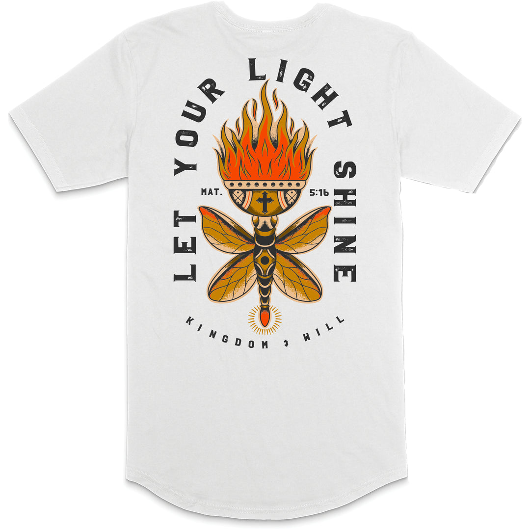 Let Your Light Shine Long Body T-Shirt (White)