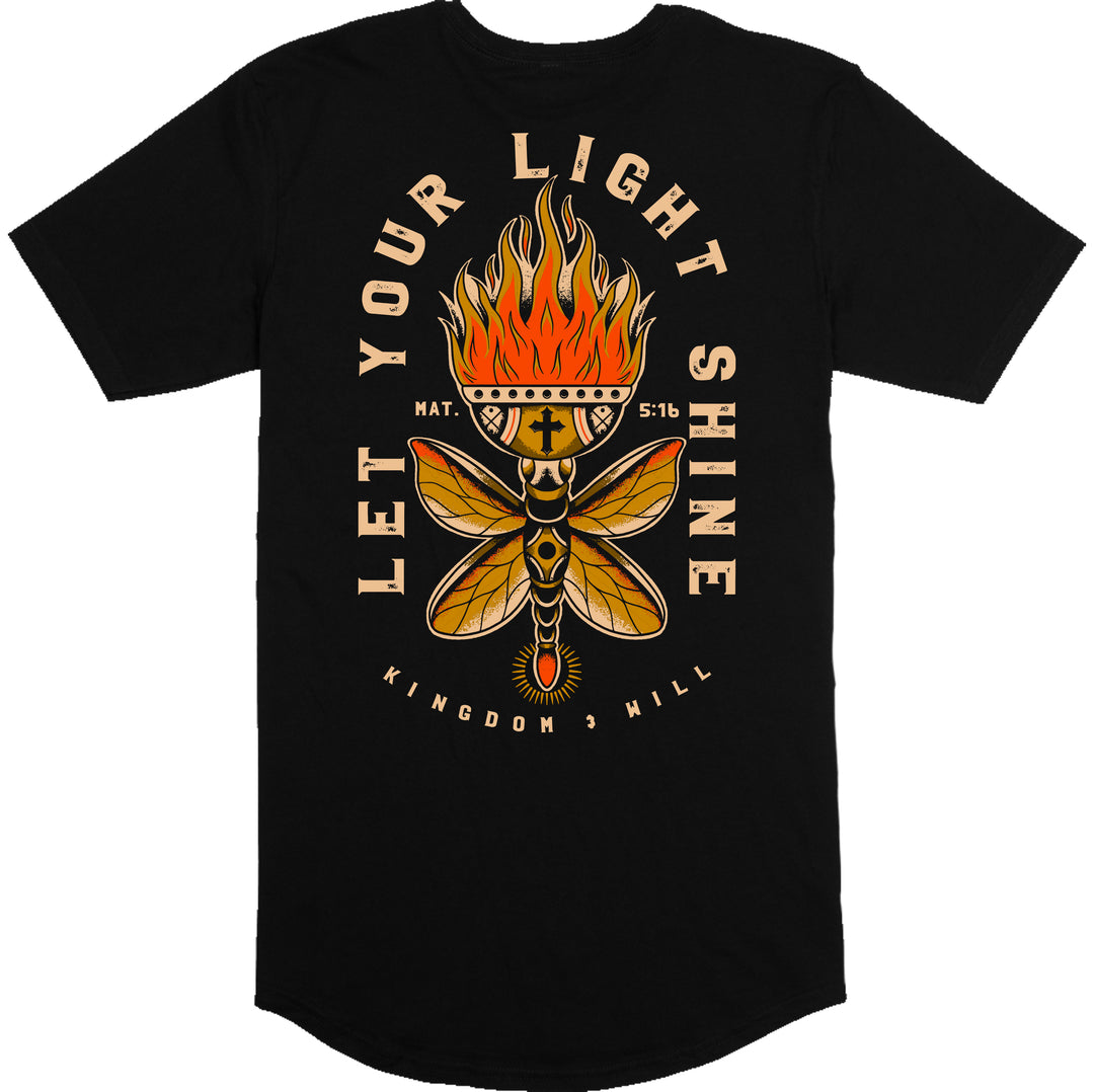 Let Your Light Shine Long Body T-Shirt (Black)