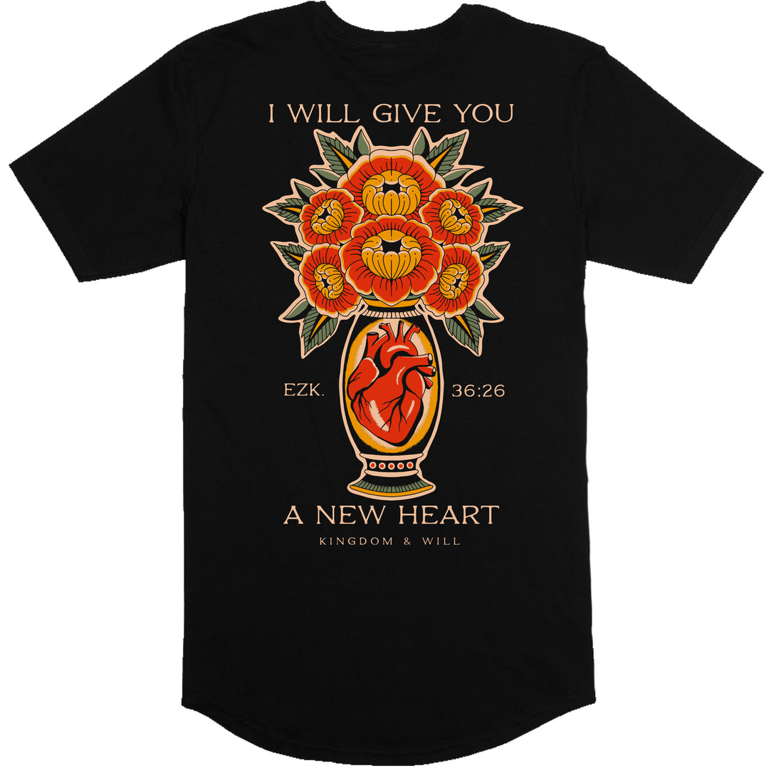 New Heart Long Body T-Shirt (Black)
