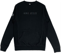 King Jesus 3D Pocket Sweatshirt (Black & Multi-Grain) - Kingdom & Will