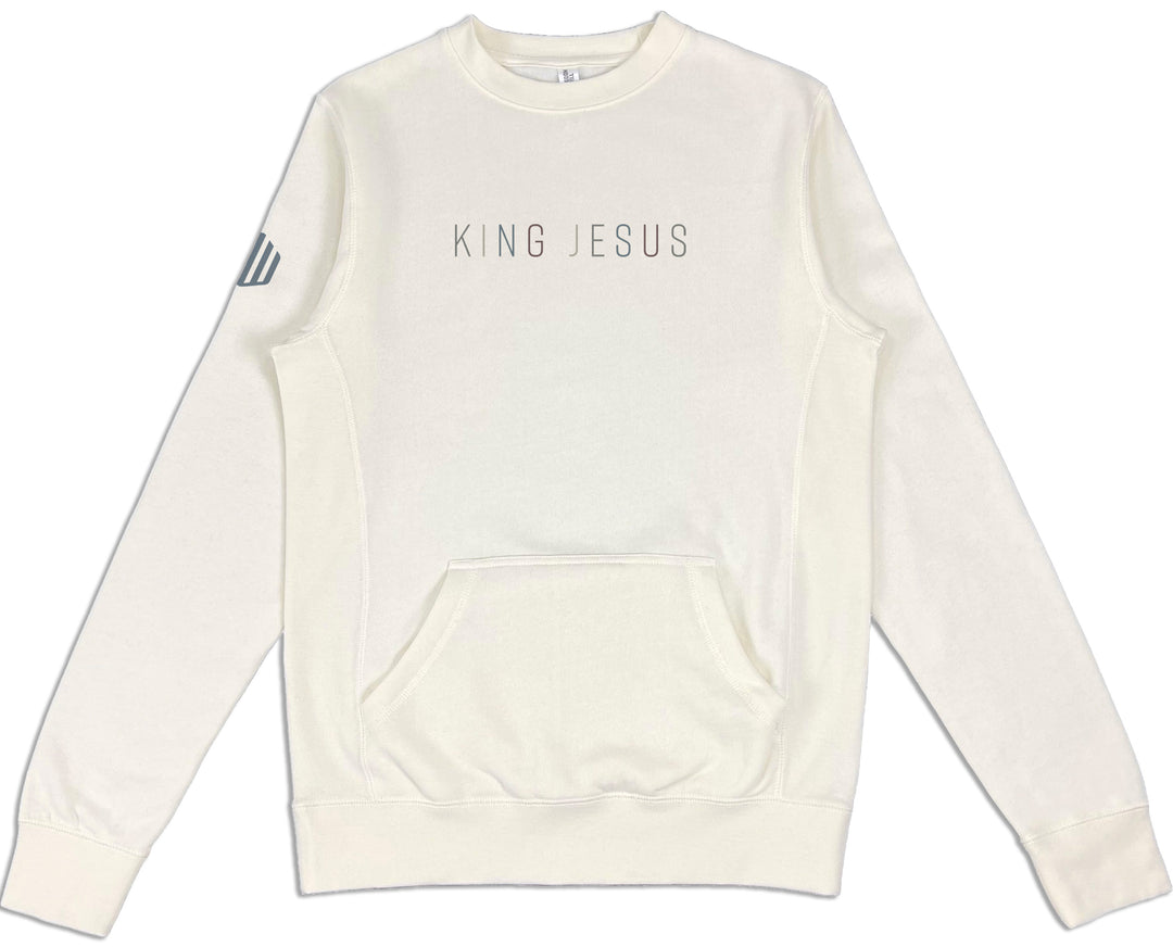 King Jesus 3D Pocket Sweatshirt (Bone & Multi-Grain) - Kingdom & Will