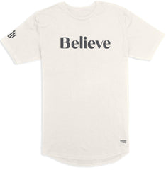 Believe Long Body T-Shirt (Bone & Charcoal) - Kingdom & Will