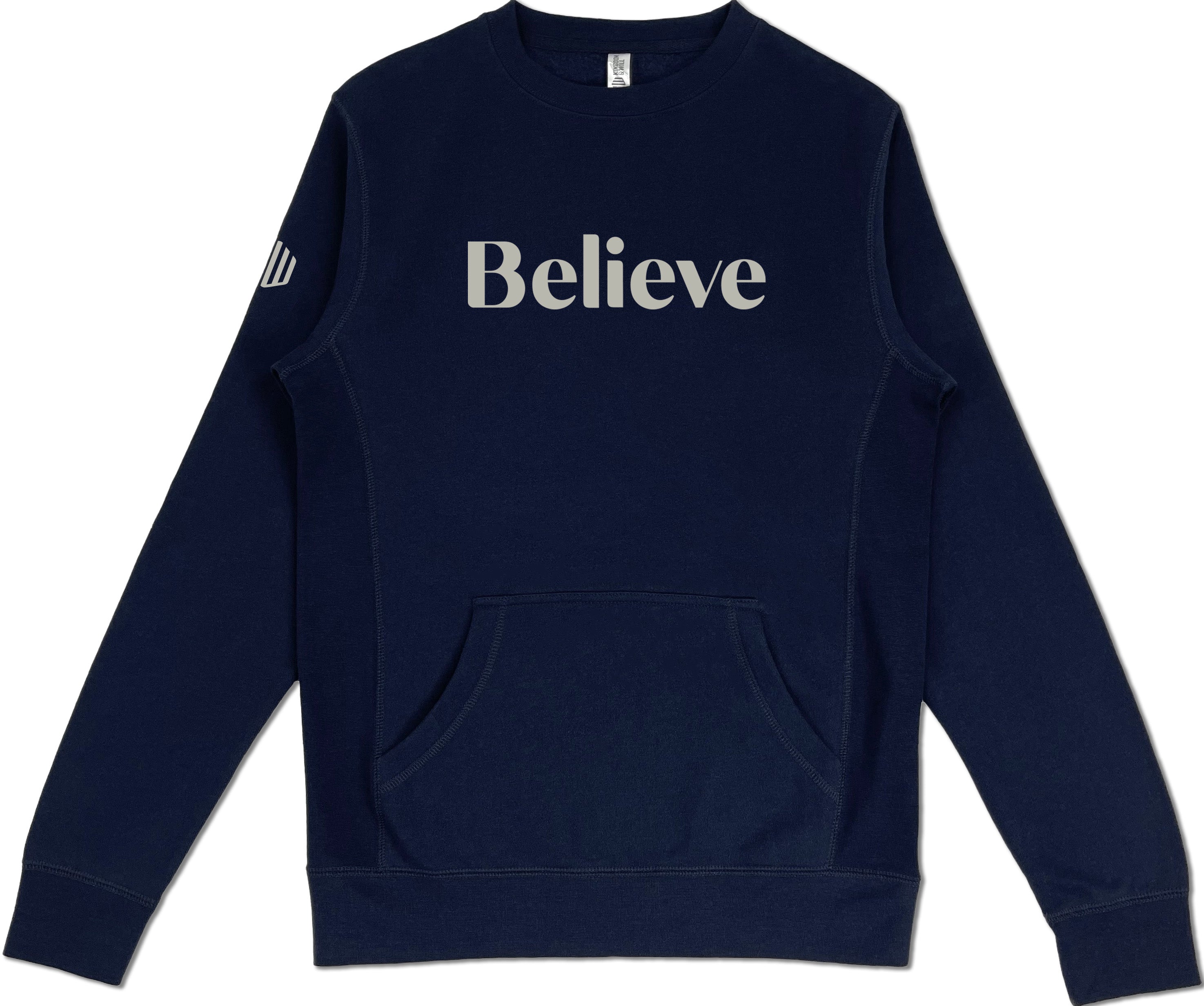 Believe Pocket Sweatshirt (Navy & Greige)