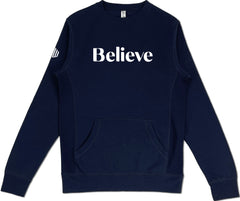 Believe Pocket Sweatshirt (Navy & White) - Kingdom & Will