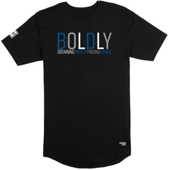 Boldly Long Body T-Shirt (Black & Blue) - Kingdom & Will
