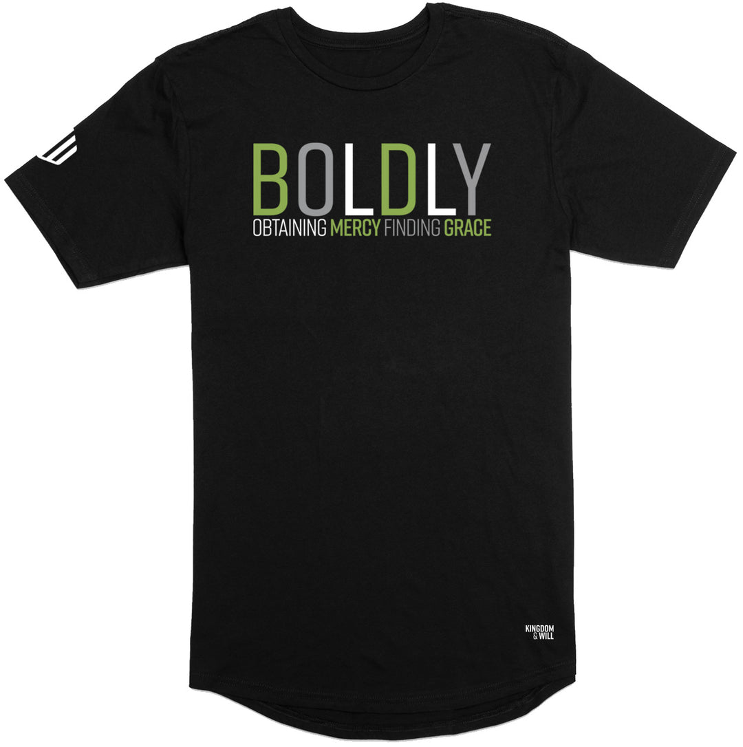 Boldly Long Body T-Shirt (Black & Green) - Kingdom & Will