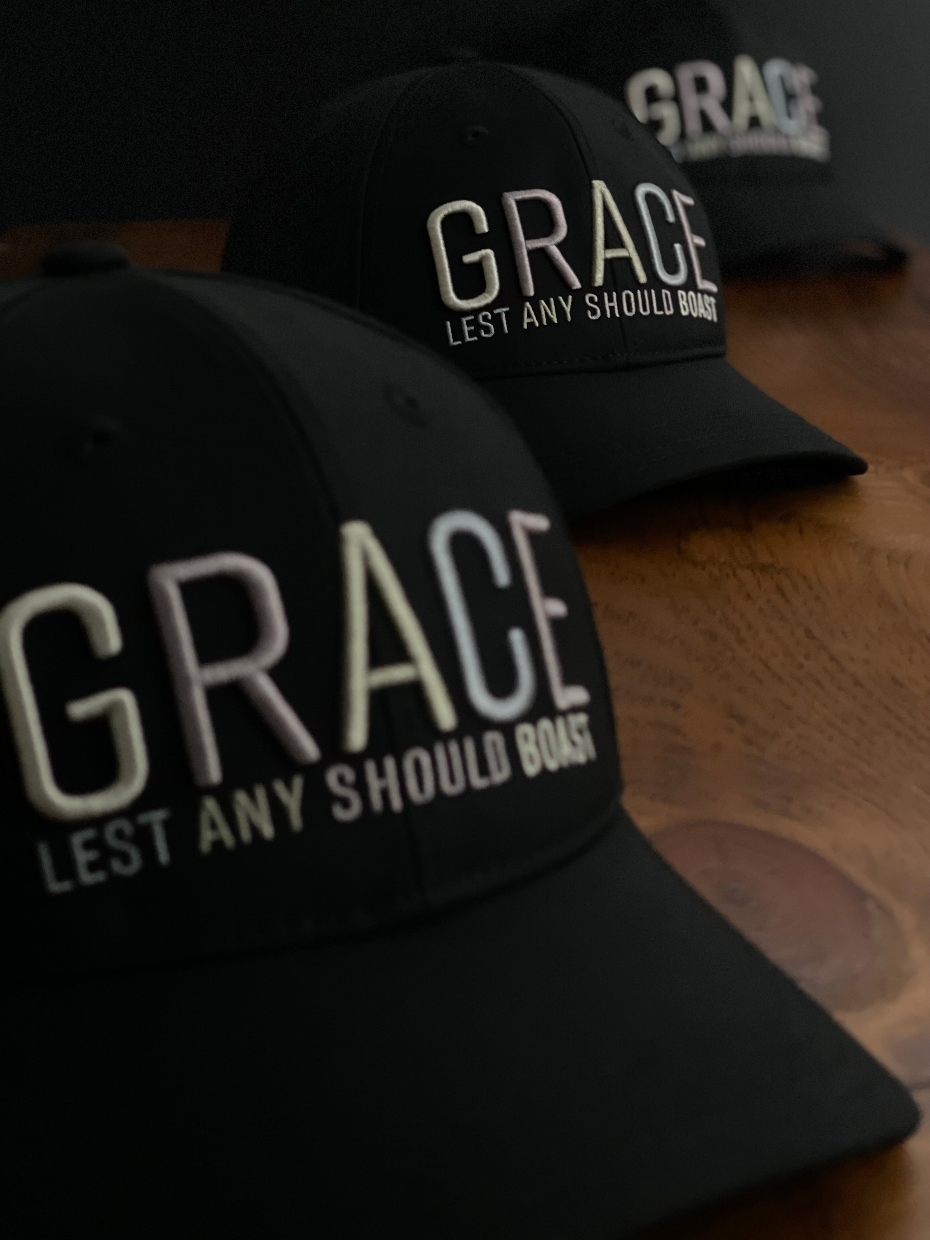 Grace Black Hat with Gold Detailing Amazing Grace - Cross – Monument Design Co main image 3