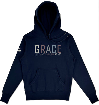 Grace Elevated Hoodie (Navy & Multi-Grain) - Kingdom & Will
