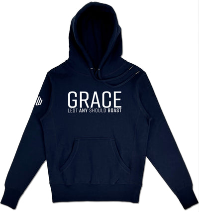 Grace Elevated Hoodie (Navy & White) - Kingdom & Will