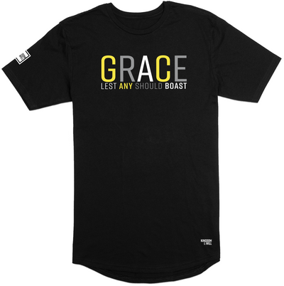 Grace Long Body T-Shirt (Black & Yellow) - Kingdom & Will