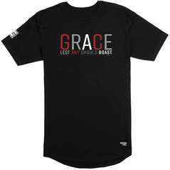 Grace Long Body T-Shirt (Black & Red) - Kingdom & Will