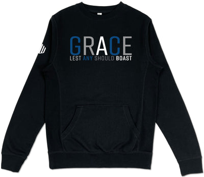 Grace Pocket Sweatshirt (Black & Blue) - Kingdom & Will