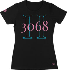 H3068 Ladies' T-Shirt (Black & Flamingo) - Kingdom & Will