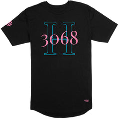 H3068 Long Body T-Shirt (Black & Flamingo) - Kingdom & Will