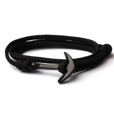 Anchor Nautical Rope Bracelet (Black) - Kingdom & Will