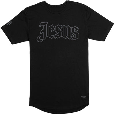 Jesus Long Body T-Shirt (Black & Charcoal) - Kingdom & Will