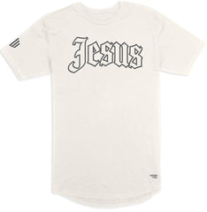 Jesus Long Body T-Shirt (Bone & Charcoal) - Kingdom & Will