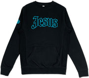 Jesus Pocket Sweatshirt (Black & Tropical Blue) - Kingdom & Will
