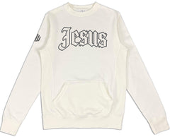 Jesus Pocket Sweatshirt (Bone & Charcoal) - Kingdom & Will