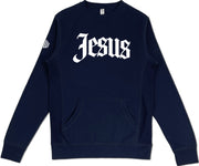 Jesus Pocket Sweatshirt (Navy & White) - Kingdom & Will