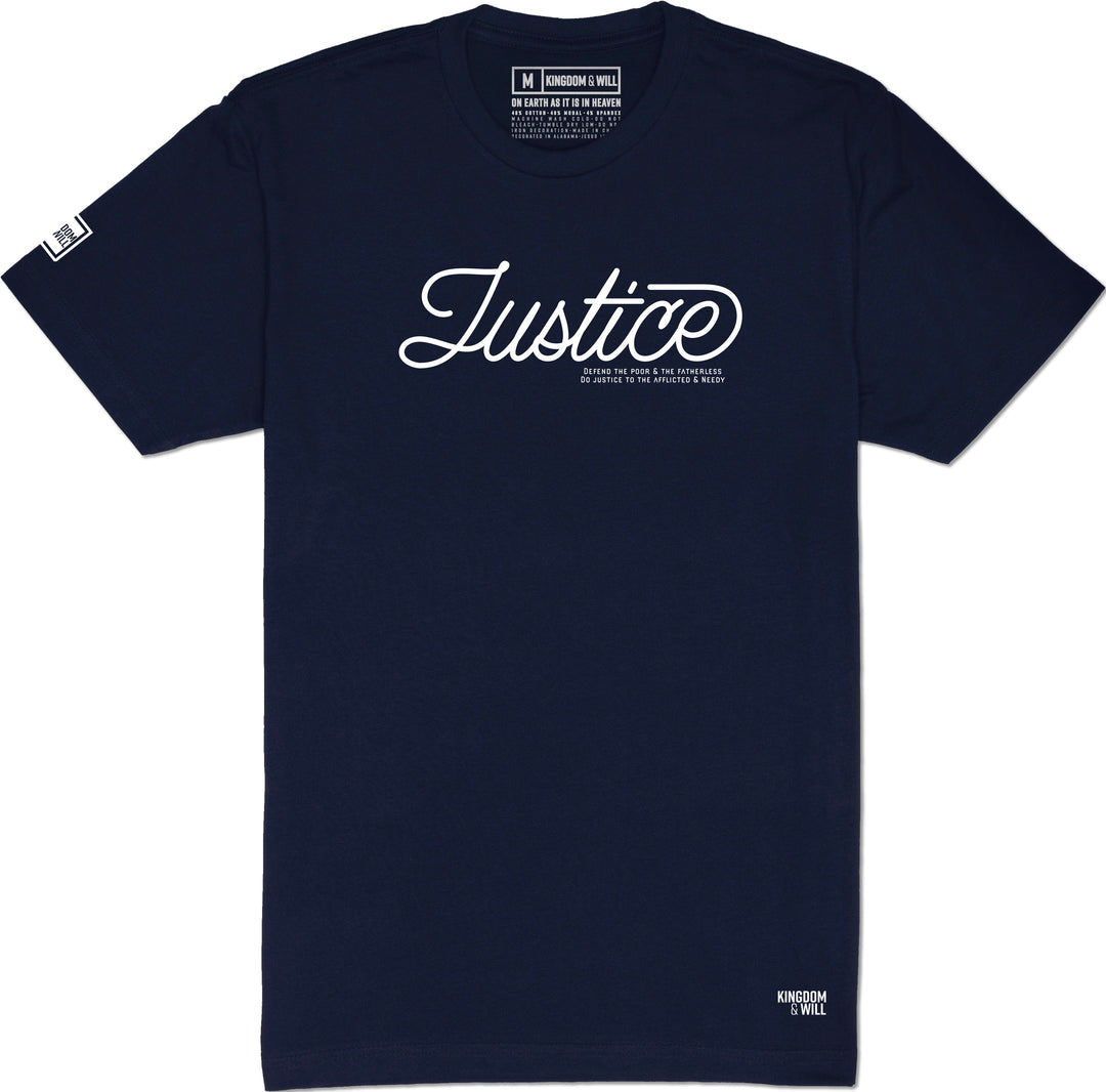 Justice T-Shirt (Navy & White) - Kingdom & Will