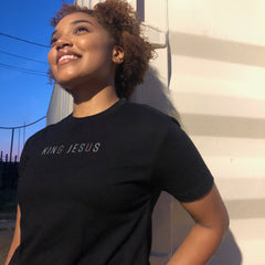 King Jesus T-Shirt (Black & Multi-Grain) - Kingdom & Will