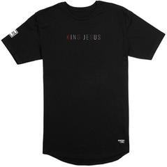 King Jesus Long Body T-Shirt (Black & Red) - Kingdom & Will