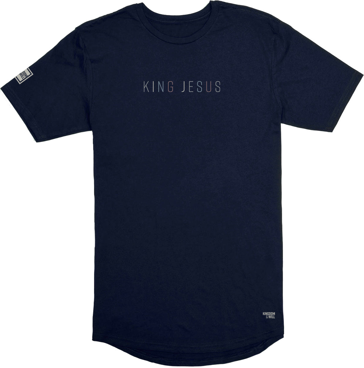 King Jesus Long Body T-Shirt (Navy & Multi-Grain) – Kingdom & Will