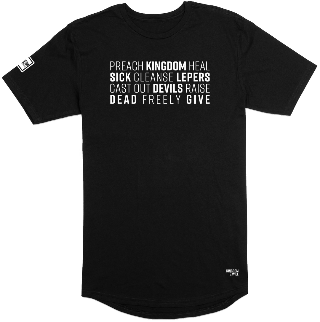 Preach Kingdom Long Body T-Shirt (Black & White) - Kingdom & Will