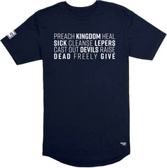 Preach Kingdom Long Body T-Shirt (Navy & White) - Kingdom & Will