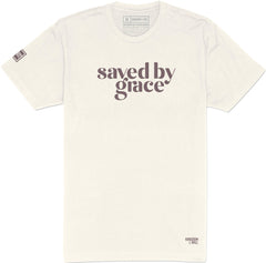 Saved By Grace T-Shirt (Bone & Merlot) - Kingdom & Will