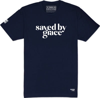 Saved by Grace T-Shirt (Navy & White) - Kingdom & Will