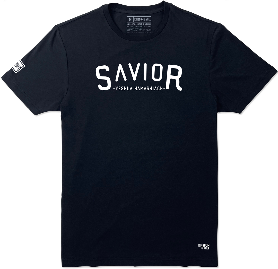 SAVIOR: YESHUA HAMASHIACH T-SHIRT (BLACK) - Kingdom & Will